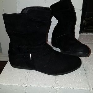 Black feux suade ankle booties NWOT